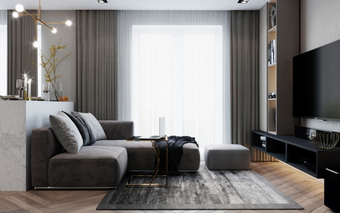 interieur van een appartement van 70 vierkante meter in een moderne stijl
