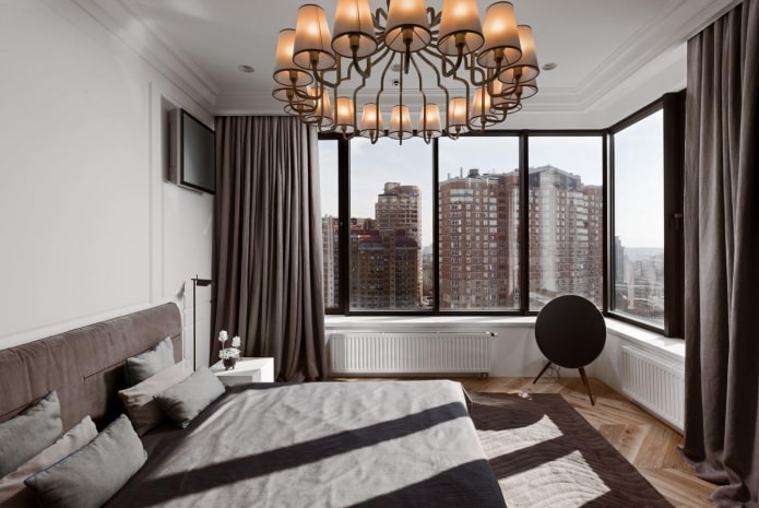 slaapkamerontwerp in het interieur van een appartement van 70 vierkante meter