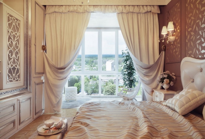 korte lambrequin in de slaapkamer