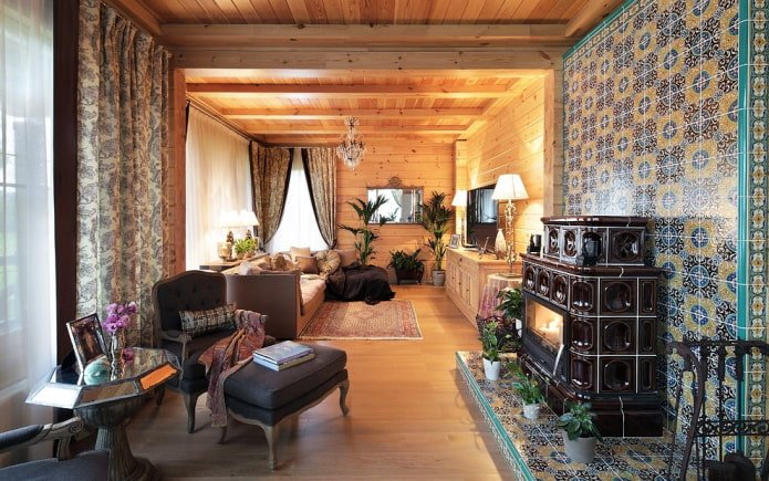 plafond in een houten huis 