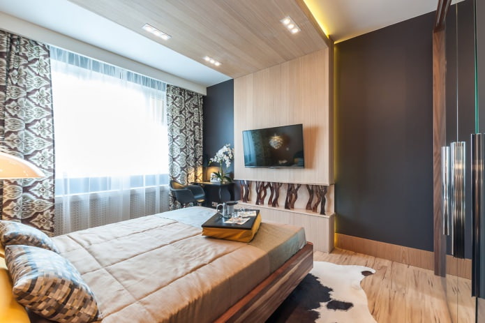 Laminaat op de muur in de slaapkamer