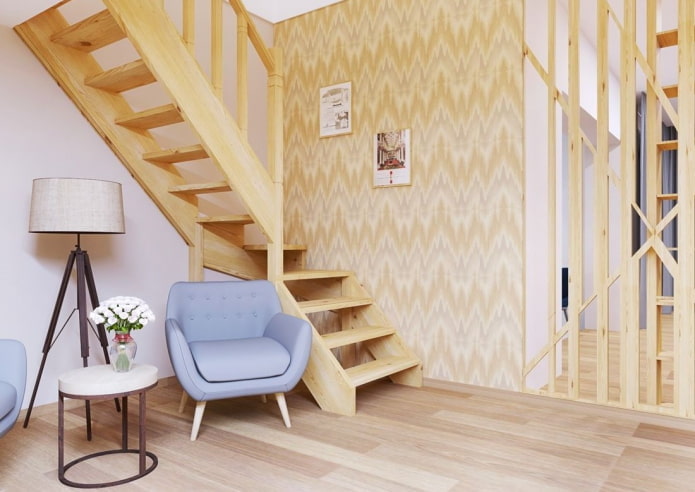 houten trap in het interieur van een priv?woning
