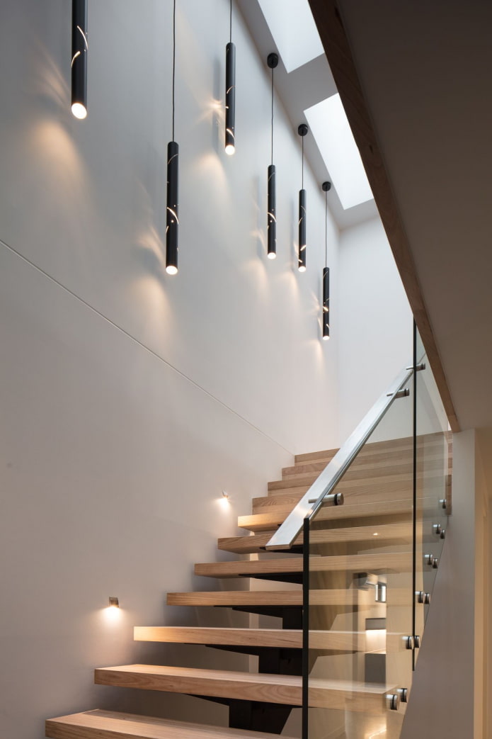 verlichting van de trap in het interieur van een priv?woning