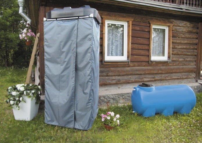 mobiele zomerdouche met gordijn