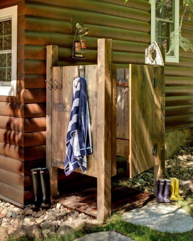 houten douche buiten