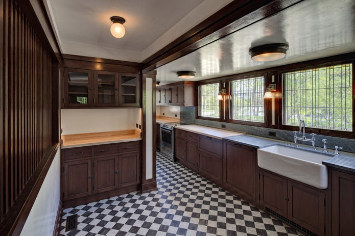 linoleum op de vloer in het keukeninterieur