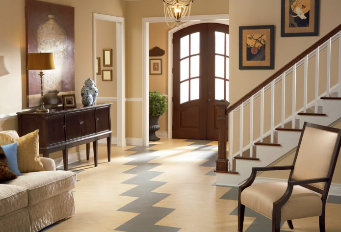 tweekleurig linoleum in het interieur