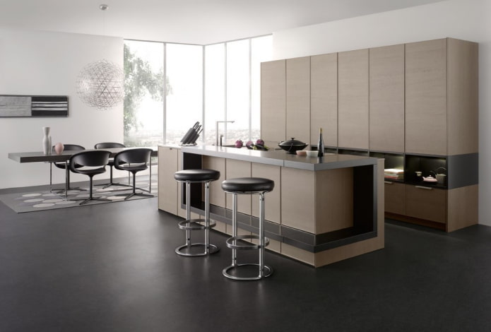 Donker linoleum in het interieur