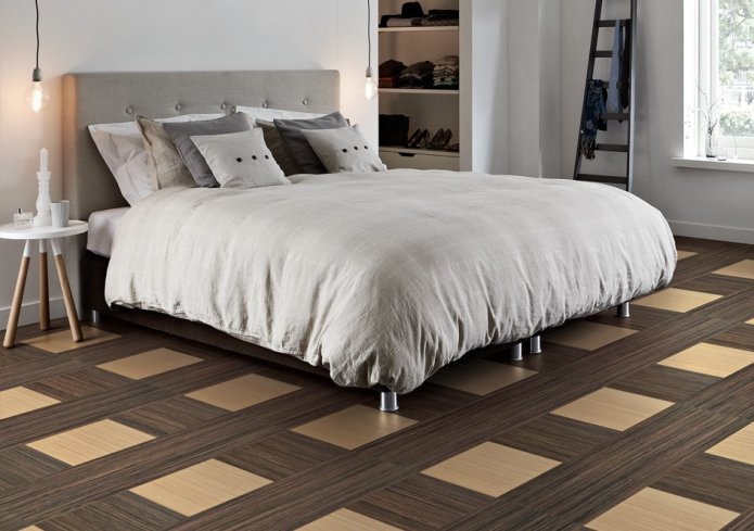 linoleum op de vloer in het slaapkamerinterieur