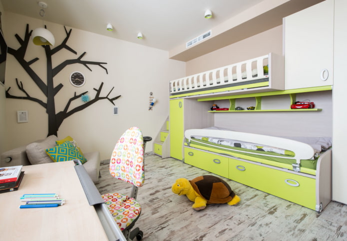 linoleum op de vloer in het interieur van de kinderkamer