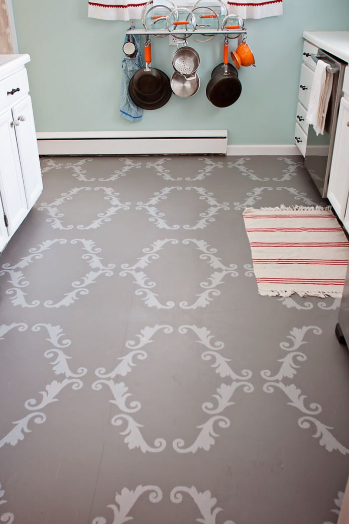 linoleum met patronen in het interieur van de keuken