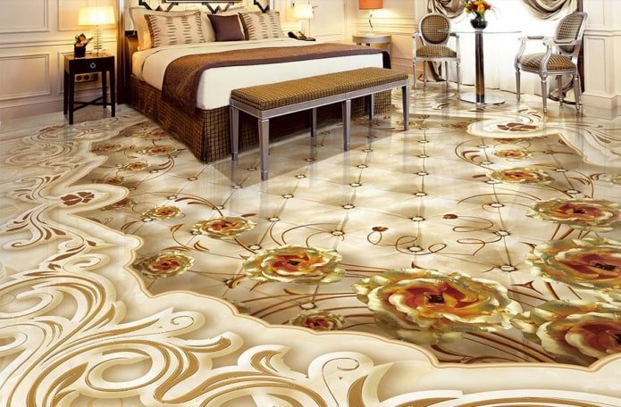 linoleum met bloemen in het interieur