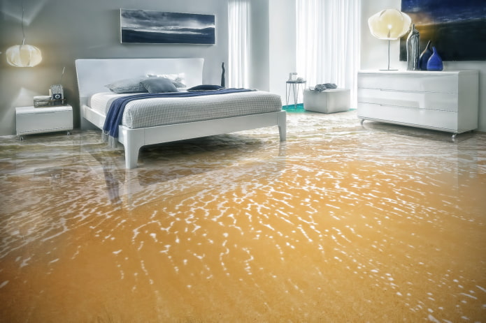 linoleum met een 3D-patroon in het slaapkamerinterieur
