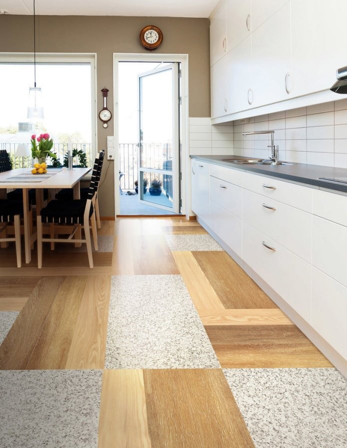 linoleum met meerdere texturen in het interieur