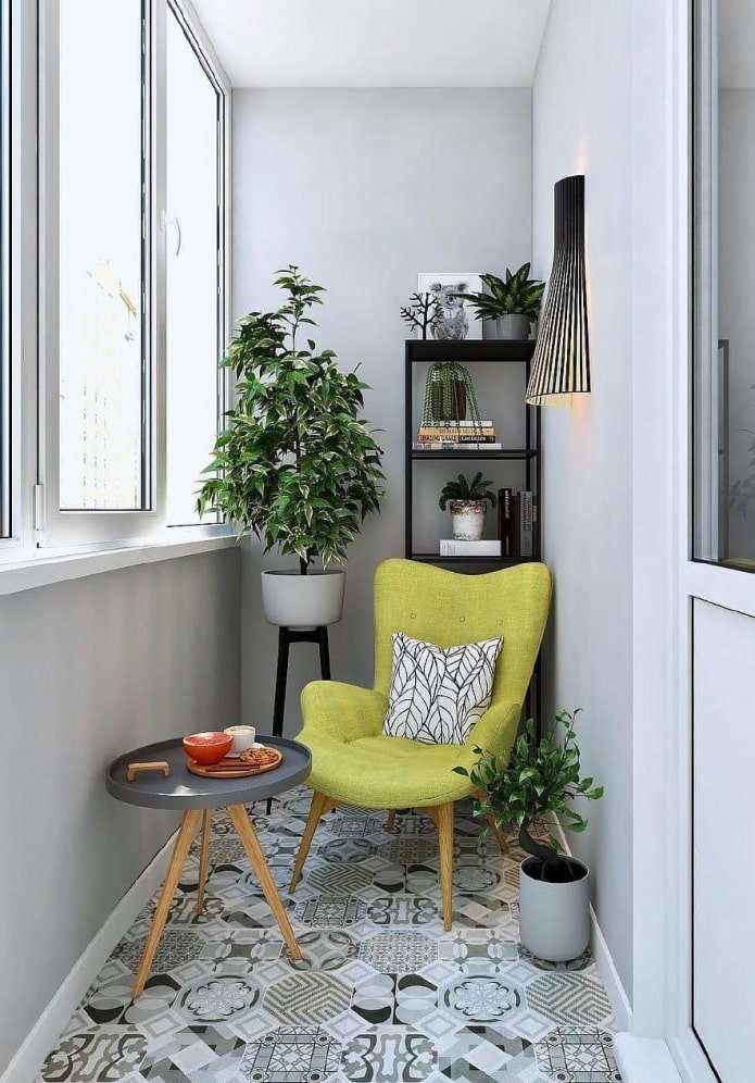 linoleum op de vloer in het interieur van de loggia