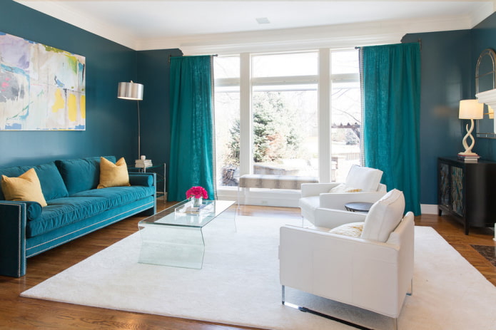 turquoise linnen gordijnen