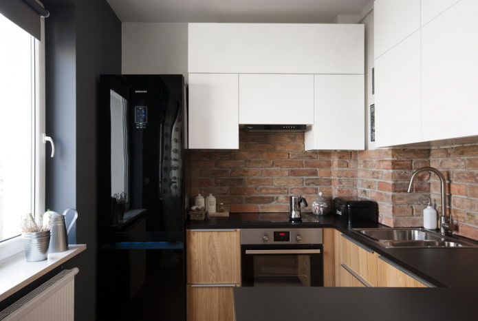 keukenontwerp in een Chroesjtsjovka-stijl in loftstijl