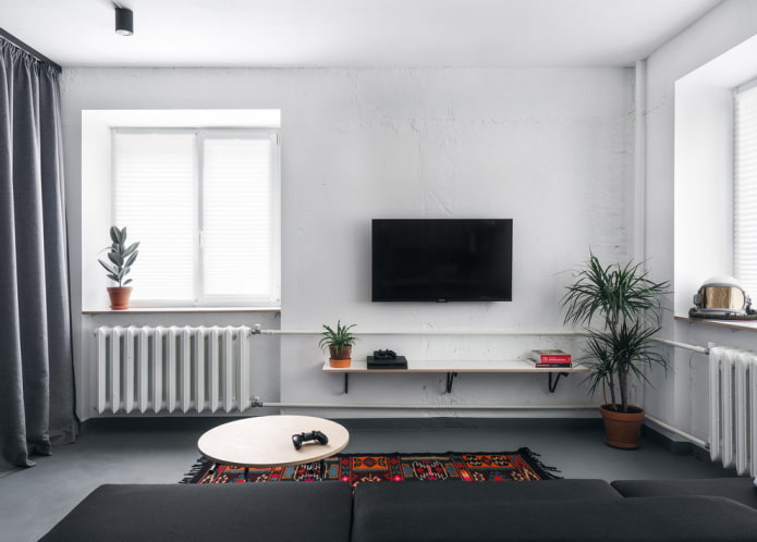 wit interieur van een loft-woonkamer