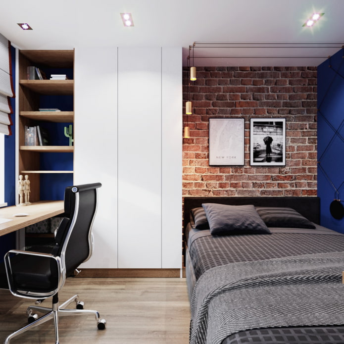 slaapkamer met werkruimte