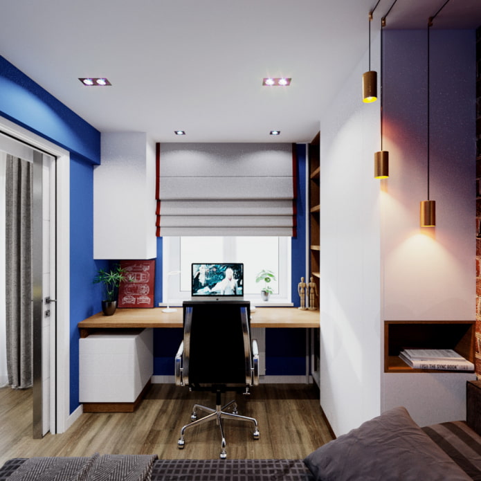 slaapkamer met werkruimte