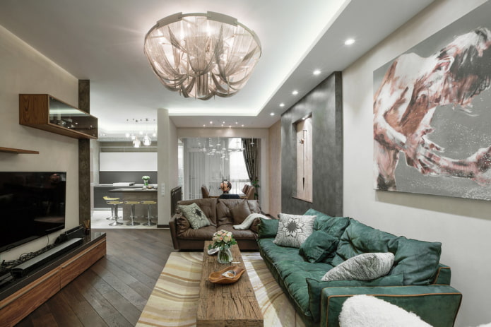 kroonluchter in het interieur van de woonkamer