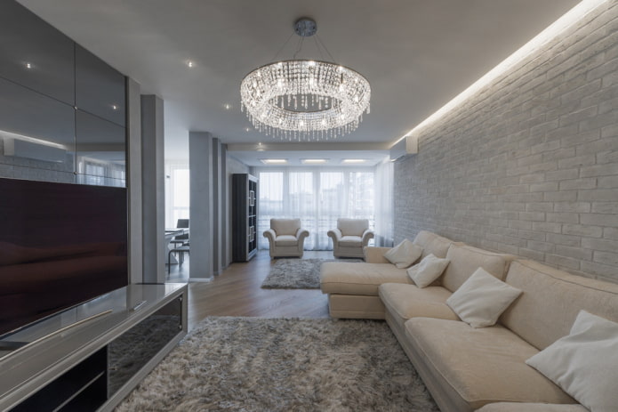 kroonluchter in het interieur van de woonkamer