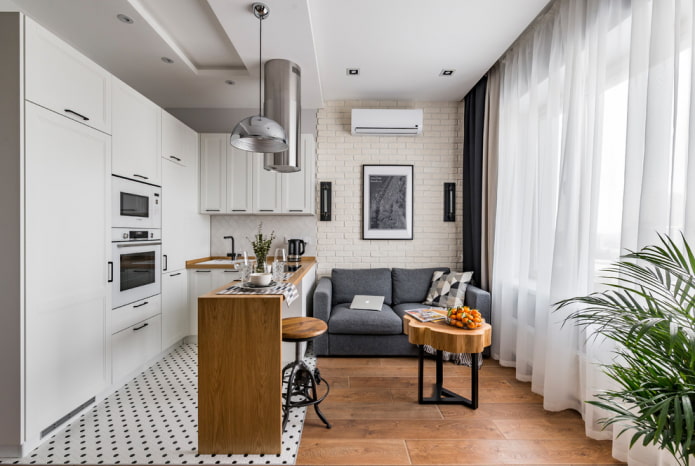 in het interieur van een kleine woonkeuken