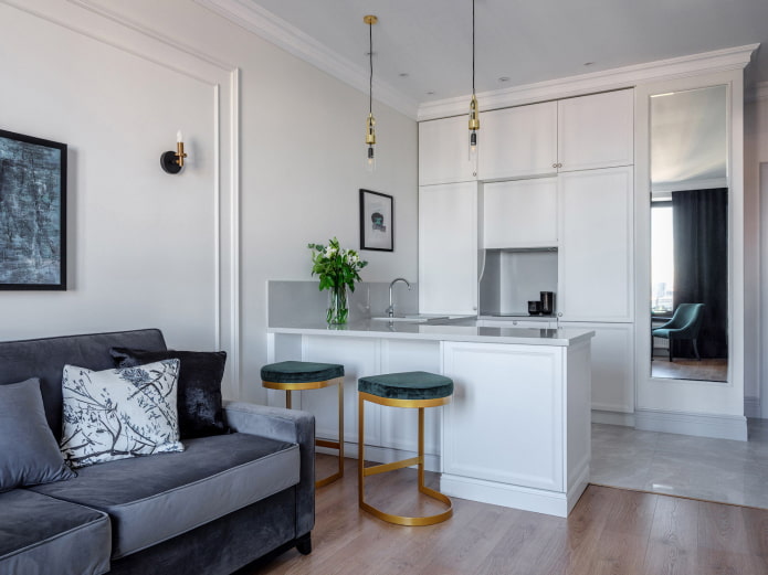 interieur van een kleine keuken-woonkamer