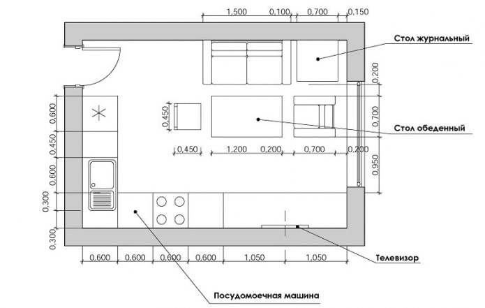 planning van een kleine woonkeuken