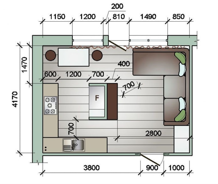 planning van een kleine woonkeuken