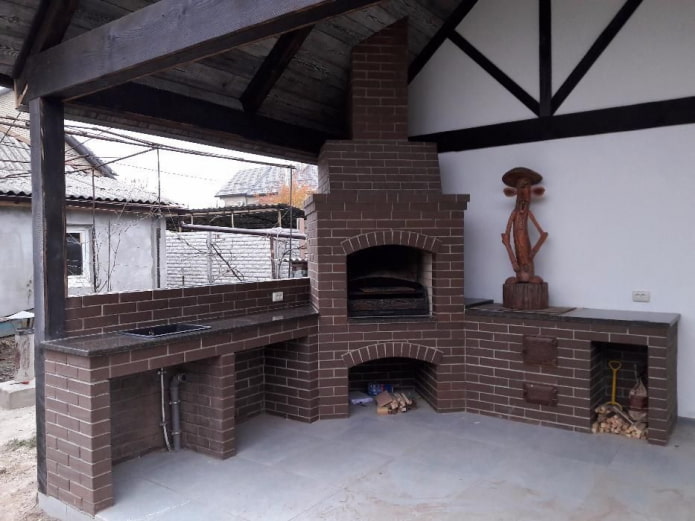Bakstenen openhaard-barbecue