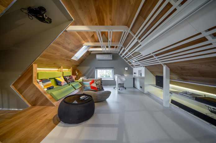 moderne stijl op zolder