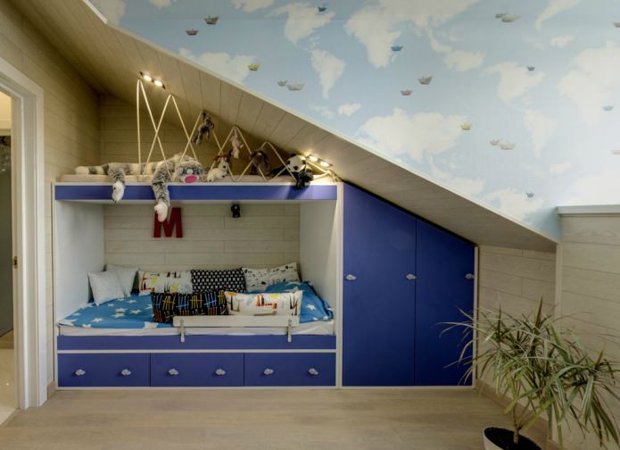 zolderplafond in een kinderkamer