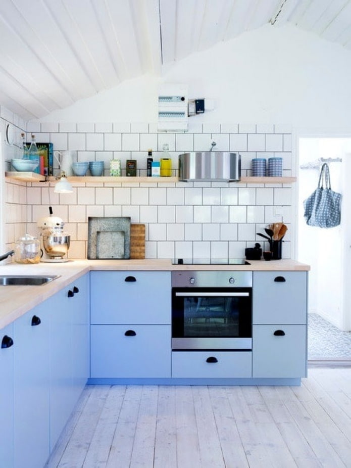 matte blauwe keuken