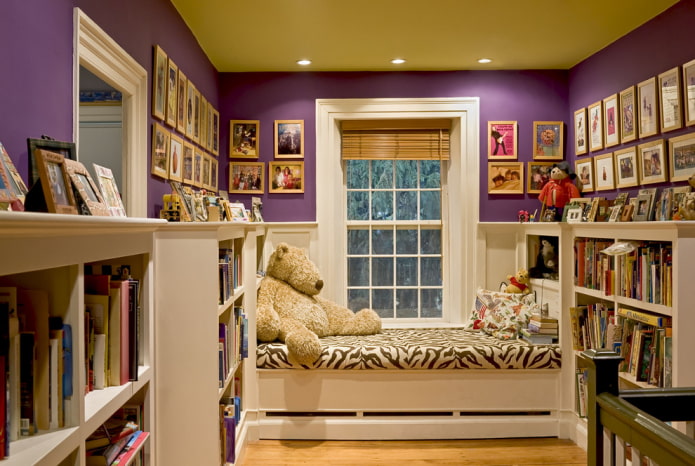 gele stretchstof in het interieur