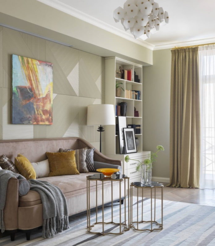 muurdecoratie achter de bank