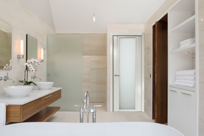 deuren met wit glas in het interieur