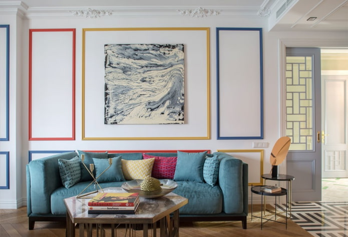 muurlijsten in het interieur in een moderne stijl