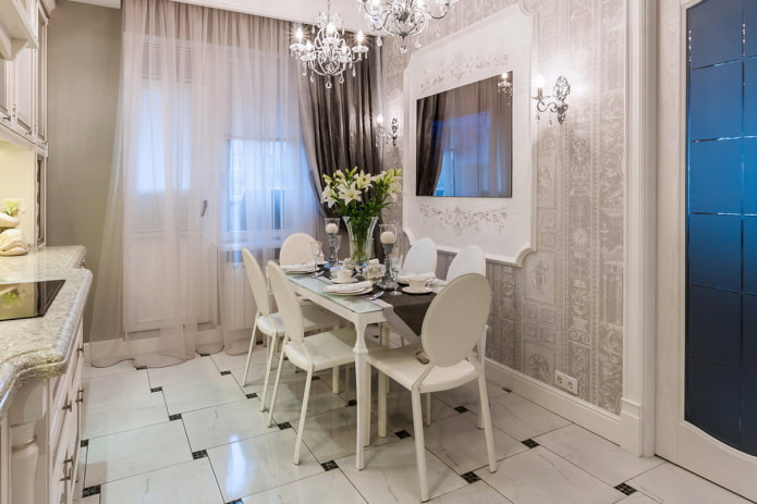 muurlijsten in het keukeninterieur