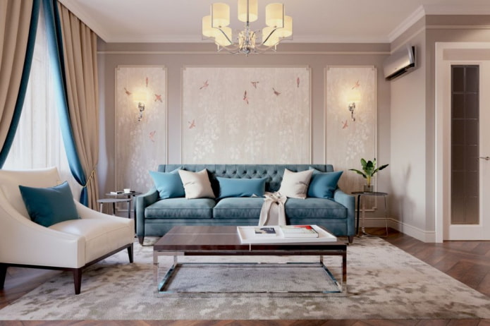 muurlijsten in het interieur in neoklassieke stijl