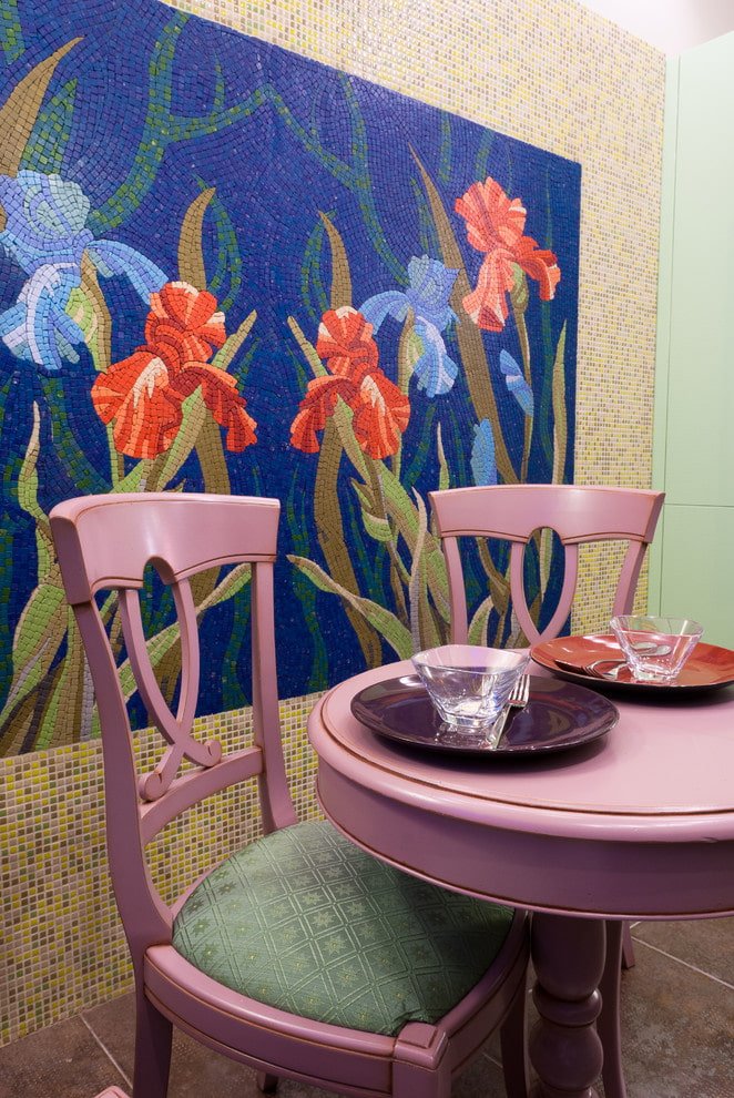 afbeeldingen van plantenmoza?ek in het interieur