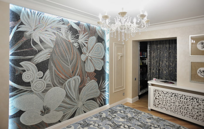 moza?ekpaneel in het interieur van de slaapkamer