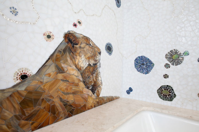 moza?ek dierlijke afbeeldingen in het interieur