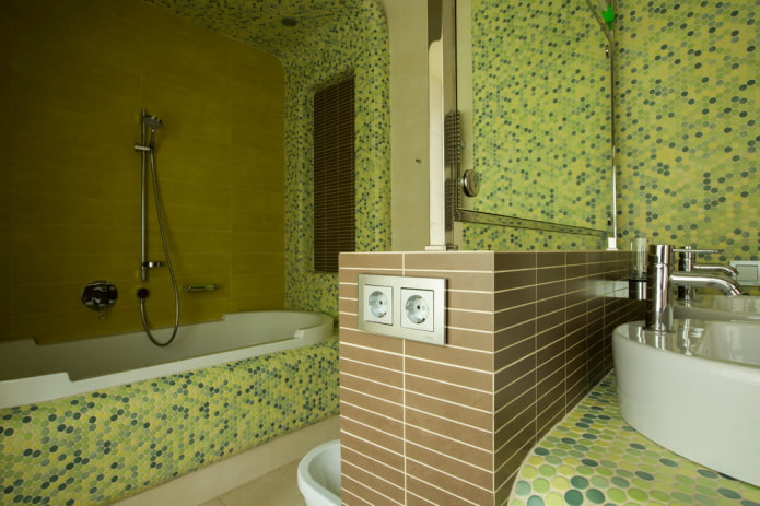 ronde moza?ek in het badkamerinterieur