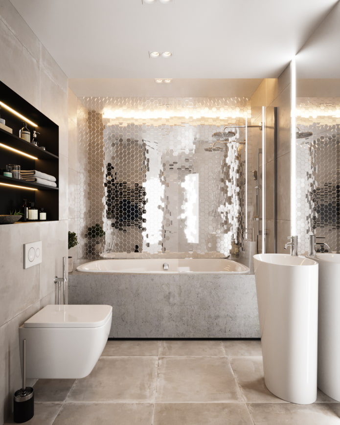 spiegelmoza?ek in het interieur van de badkamer