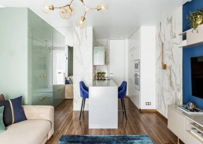 marmer in het interieur van de woonkamer