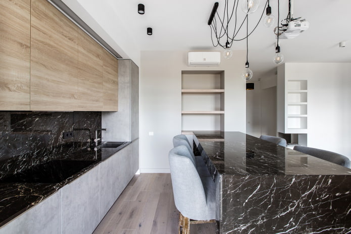 marmer en betoncombinatie