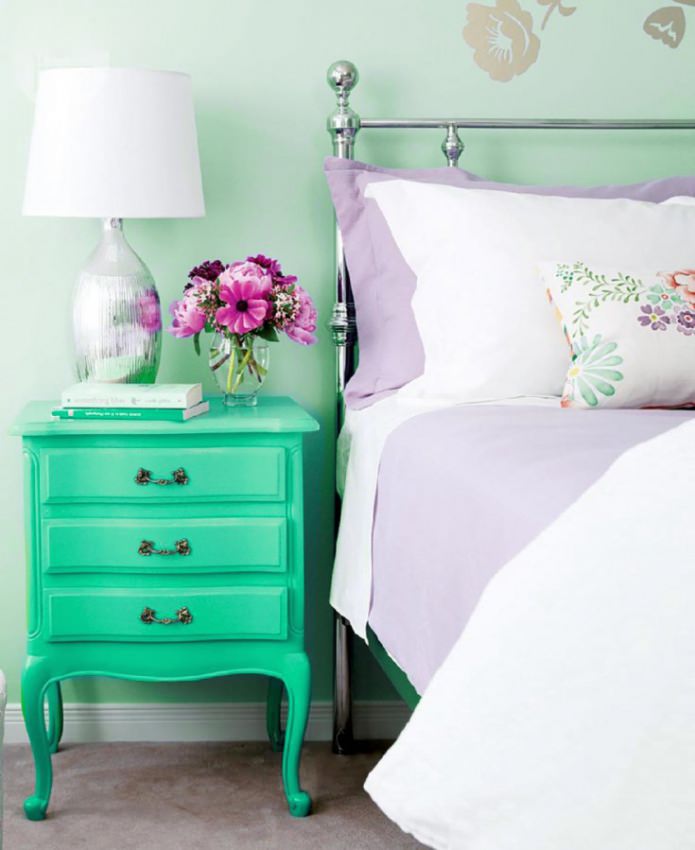 Interieur met munt en lila