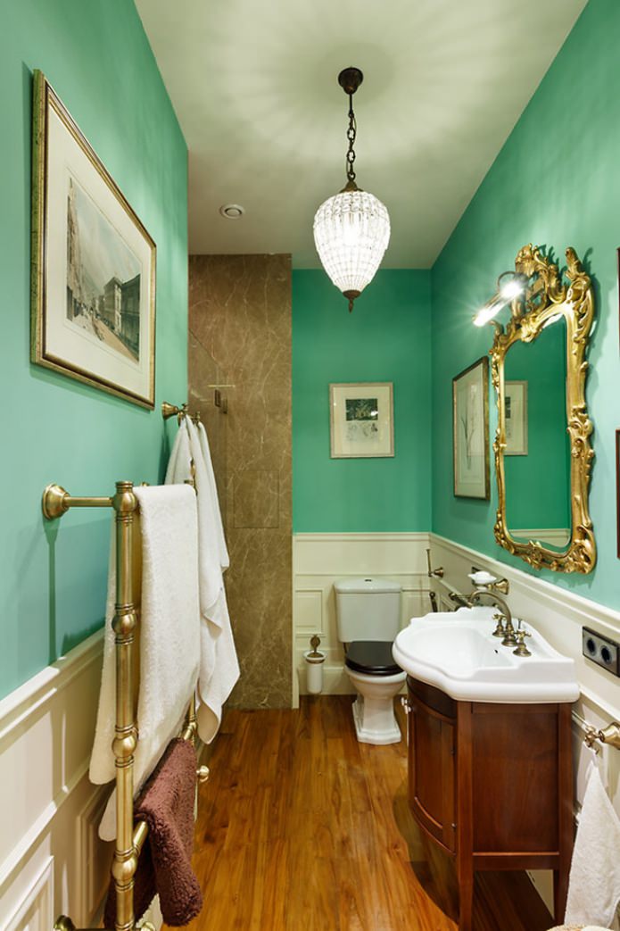 mintgroene muren in de badkamer