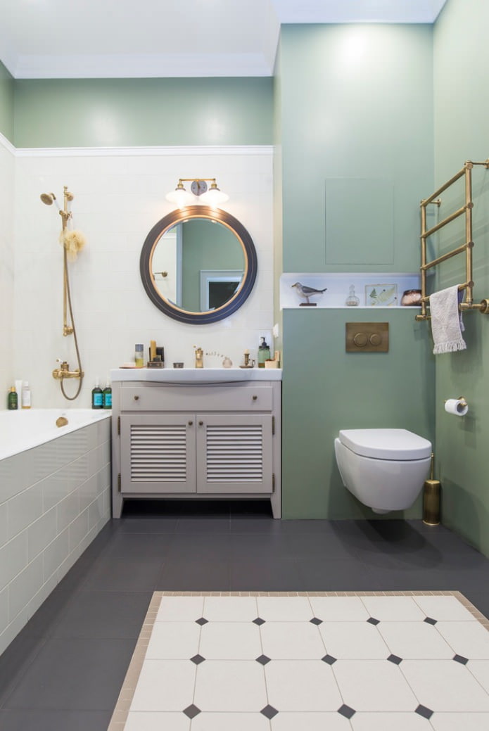 badkamer in wit en minttinten